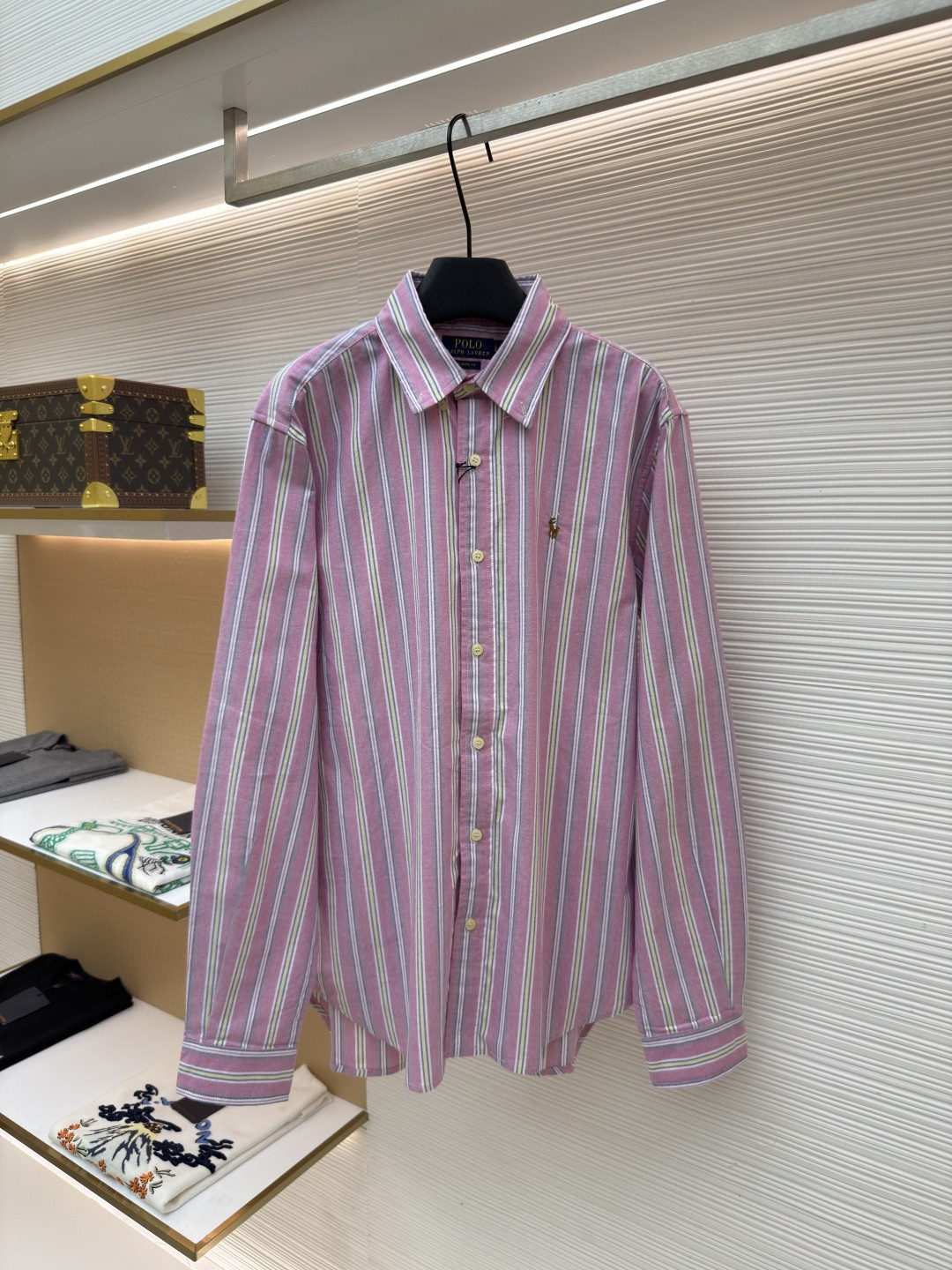 Ralph Lauren 拉夫劳伦 刺绣小马彩色条纹衬衫 外套 长袖 粉色 B0 MNPOWOV16824822-650