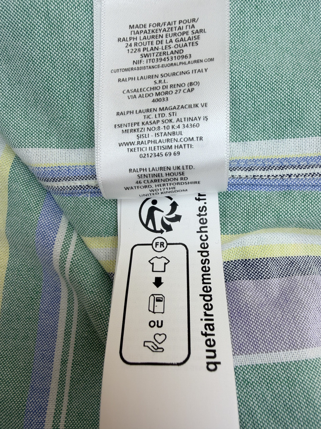 Ralph Lauren 拉夫劳伦 刺绣小马彩色条纹衬衫 外套 长袖 绿色 B0 710925229-002