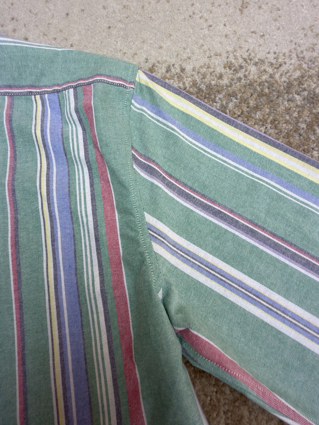 Ralph Lauren 拉夫劳伦 刺绣小马彩色条纹衬衫 外套 长袖 绿色 B0 710925229-002