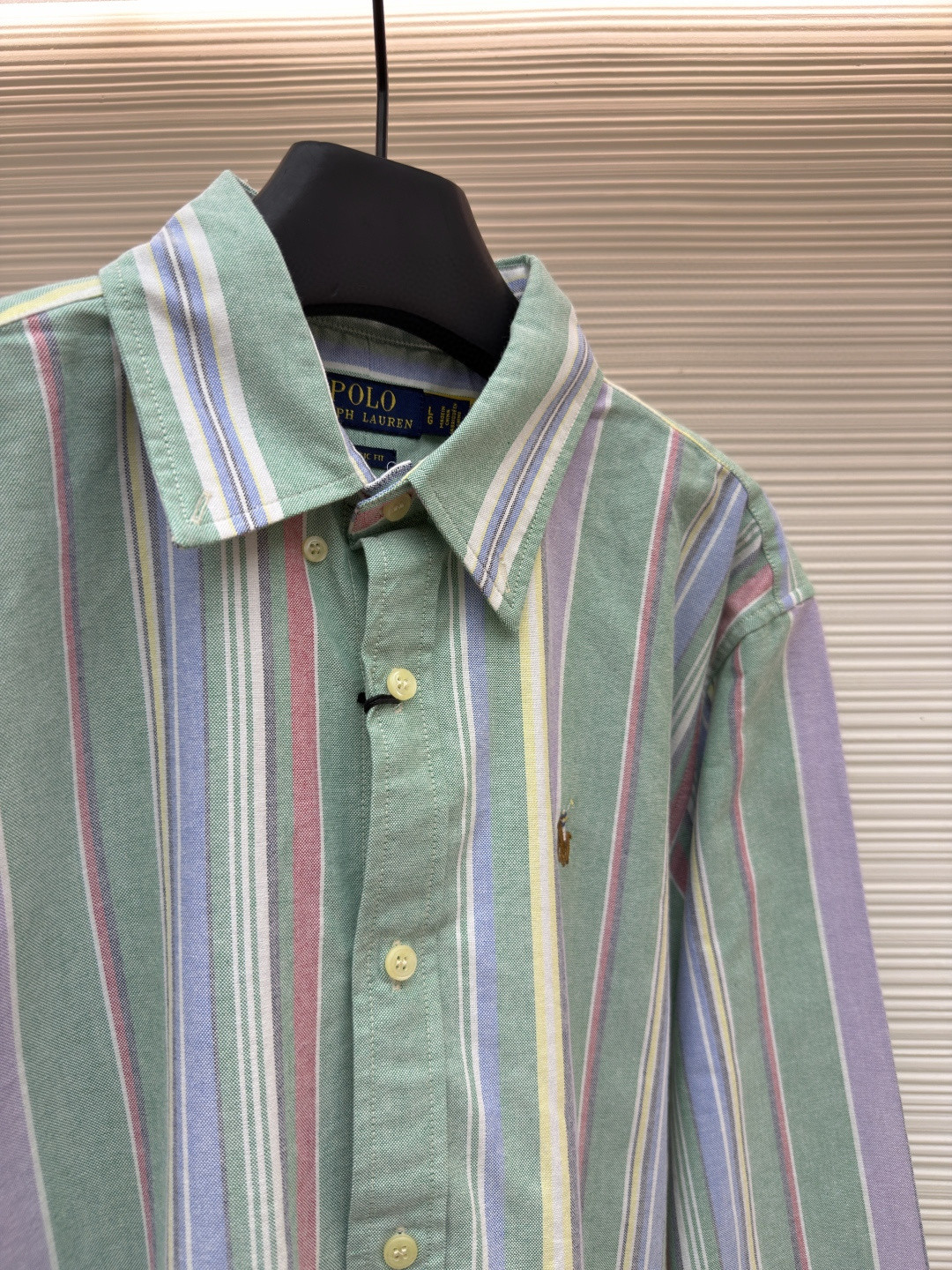 Ralph Lauren 拉夫劳伦 刺绣小马彩色条纹衬衫 外套 长袖 绿色 B0 710925229-002