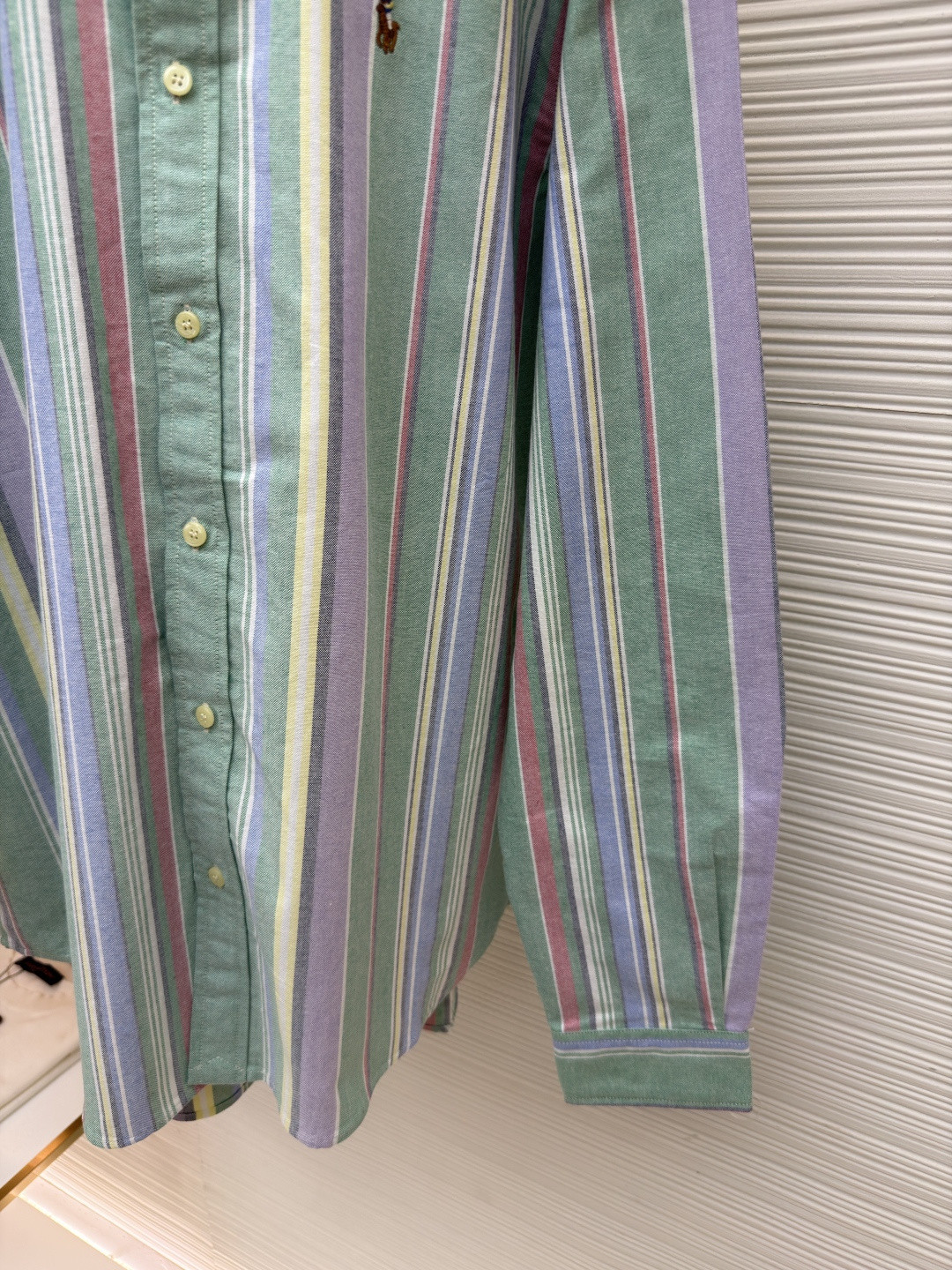 Ralph Lauren 拉夫劳伦 刺绣小马彩色条纹衬衫 外套 长袖 绿色 B0 710925229-002