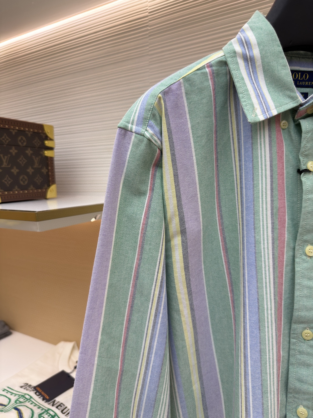 Ralph Lauren 拉夫劳伦 刺绣小马彩色条纹衬衫 外套 长袖 绿色 B0 710925229-002