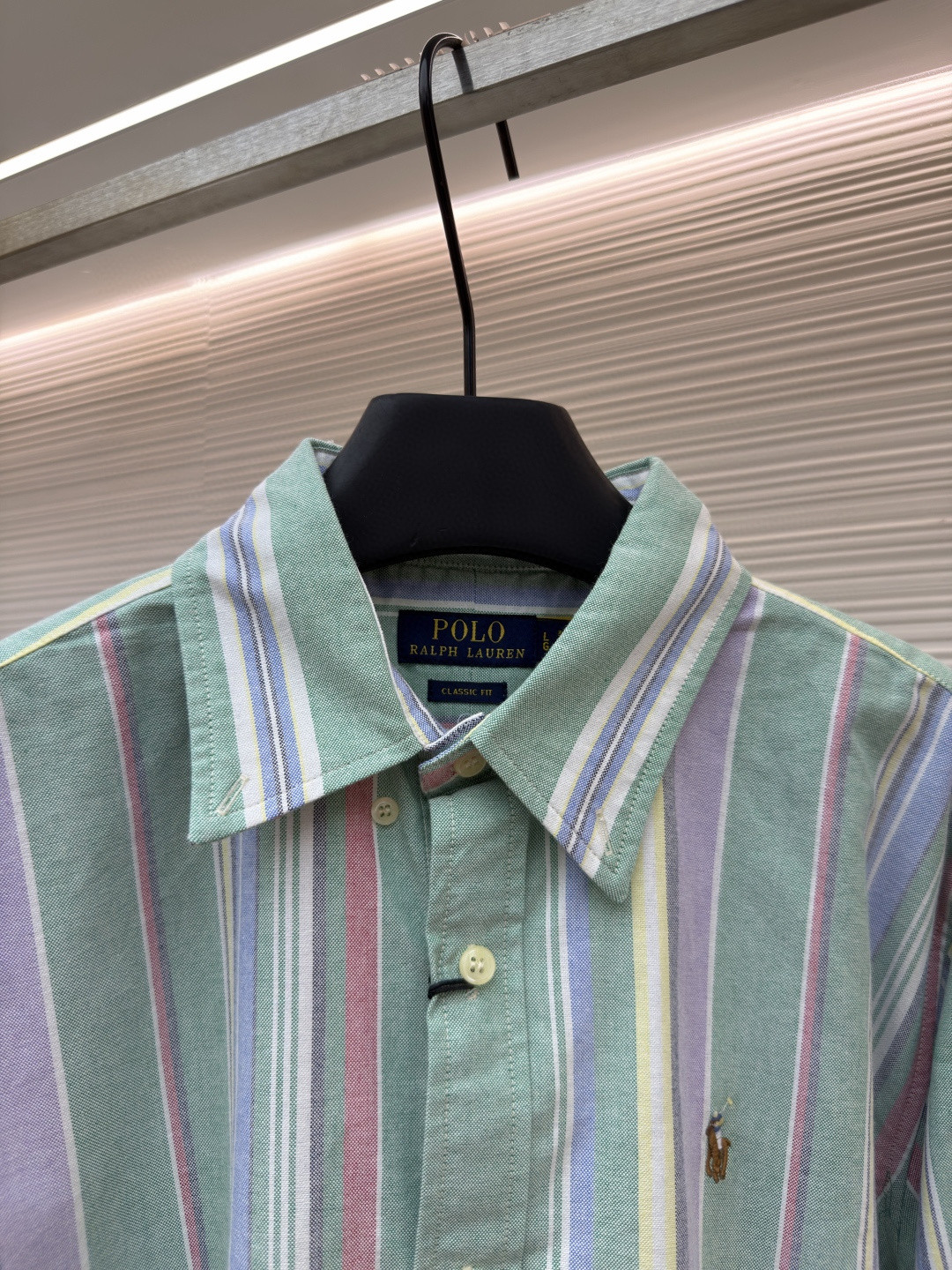 Ralph Lauren 拉夫劳伦 刺绣小马彩色条纹衬衫 外套 长袖 绿色 B0 710925229-002