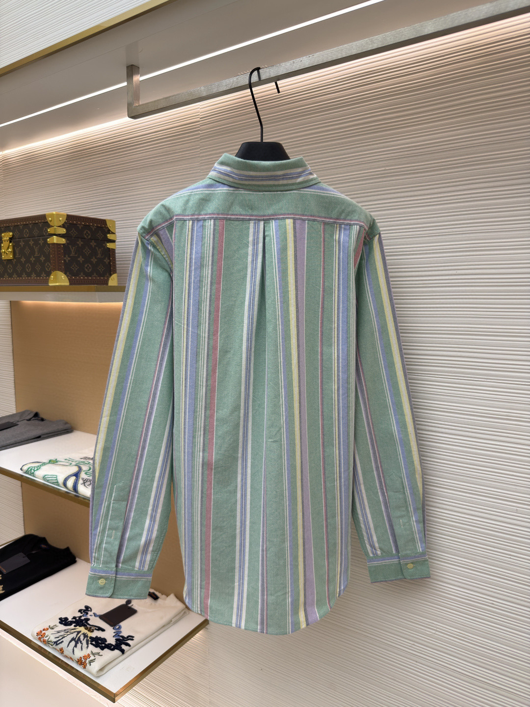 Ralph Lauren 拉夫劳伦 刺绣小马彩色条纹衬衫 外套 长袖 绿色 B0 710925229-002