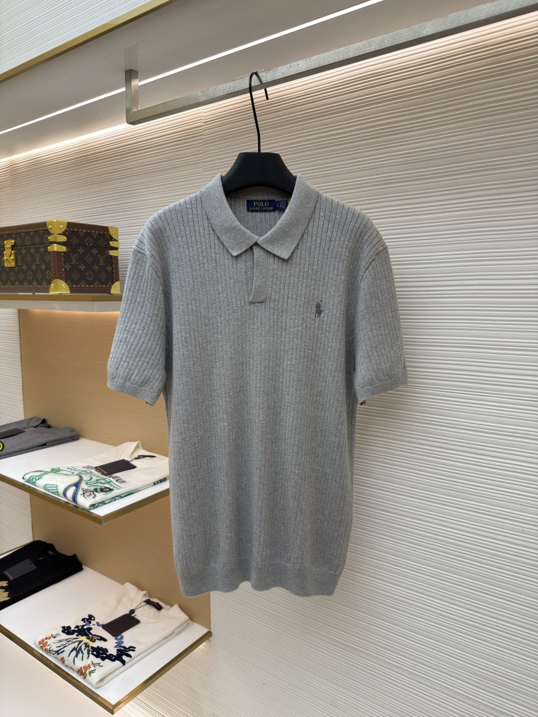 Ralph Lauren 拉夫劳伦 刺绣小马条纹Polo衫 短袖 灰色 A5 710979100-002