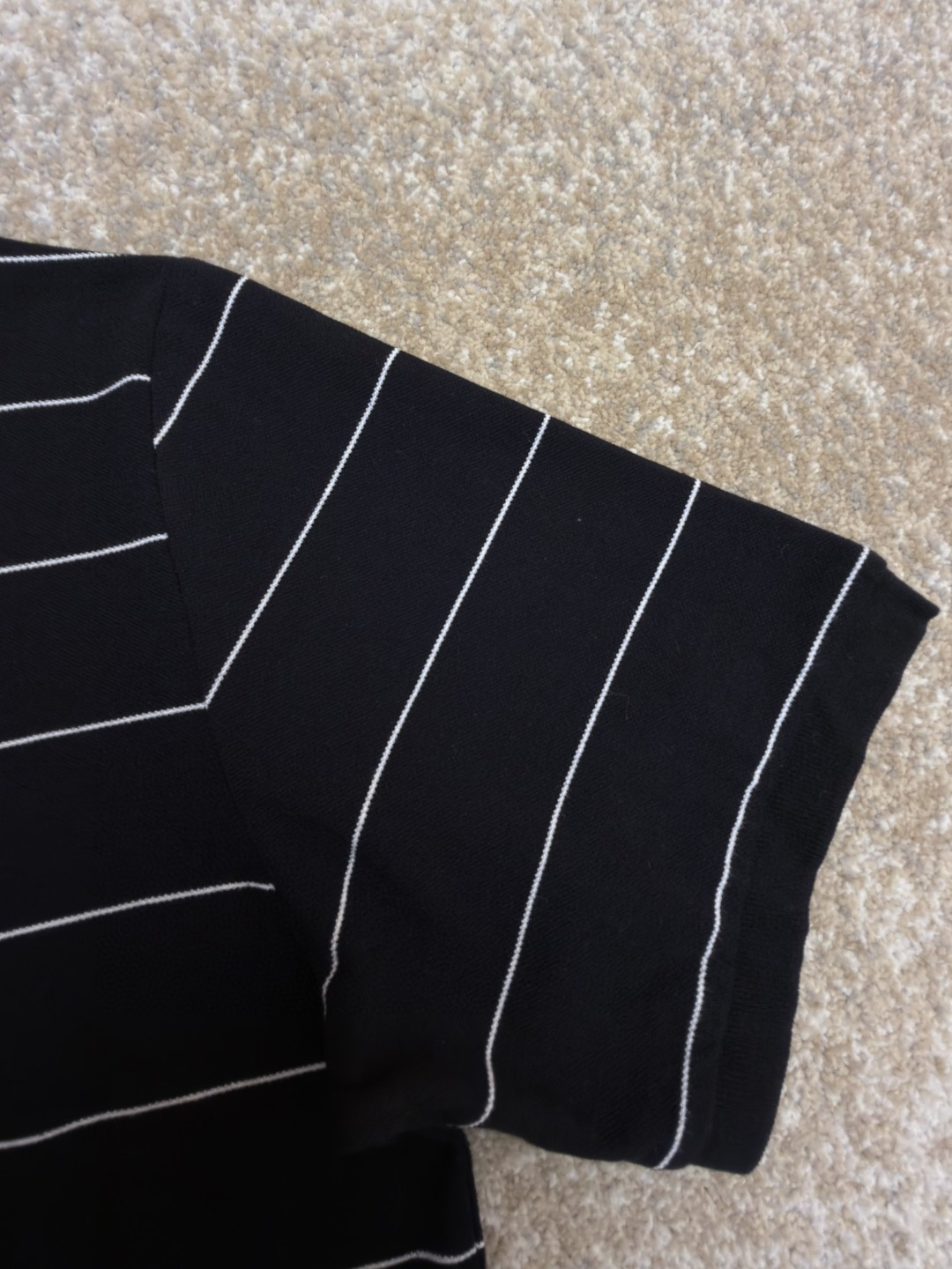 SAINT LAURENT YSL 圣罗兰 标识刺绣条纹Polo衫 短袖 T恤 夏款 黑色 A2 792177Y37RJ1095