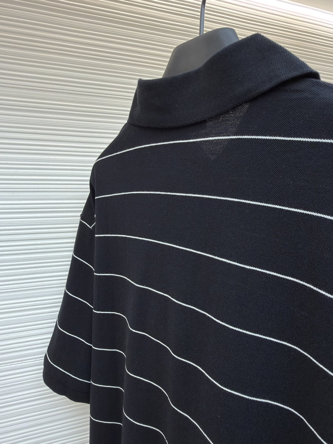 SAINT LAURENT YSL 圣罗兰 标识刺绣条纹Polo衫 短袖 T恤 夏款 黑色 A2 792177Y37RJ1095