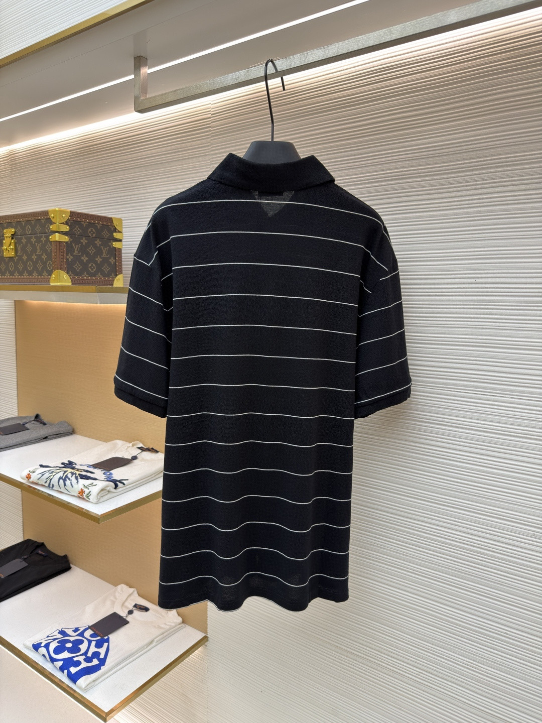 SAINT LAURENT YSL 圣罗兰 标识刺绣条纹Polo衫 短袖 T恤 夏款 黑色 A2 792177Y37RJ1095