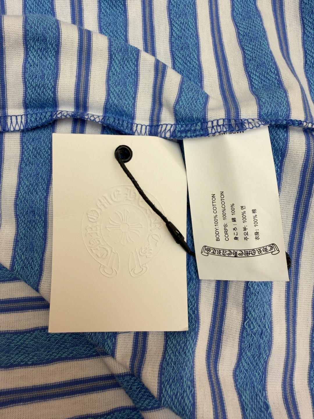 Chrome Hearts 克罗心 色织满印条纹圆领短袖 T恤 绿色 蓝色 A2 CH-036009158