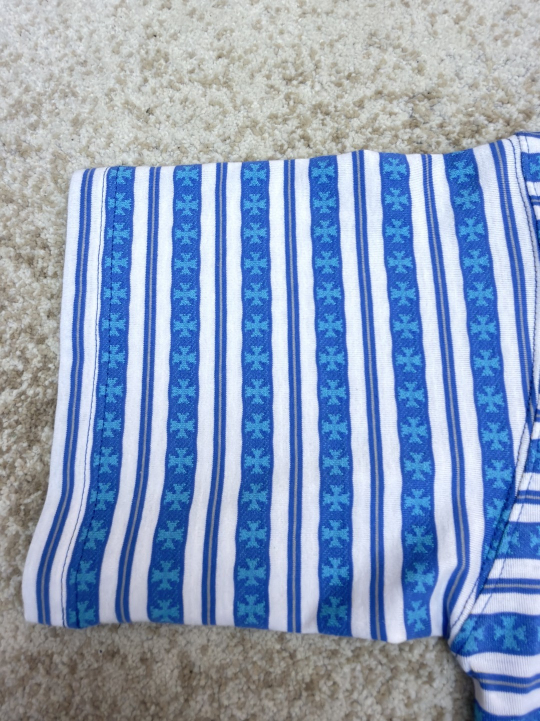 Chrome Hearts 克罗心 色织满印条纹圆领短袖 T恤 绿色 蓝色 A2 CH-036009158