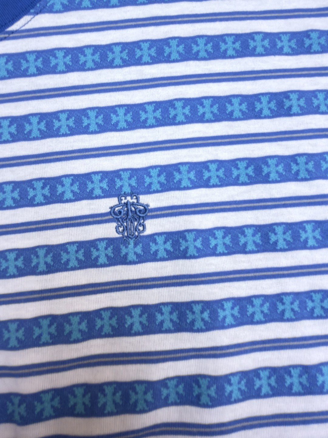 Chrome Hearts 克罗心 色织满印条纹圆领短袖 T恤 绿色 蓝色 A2 CH-036009158