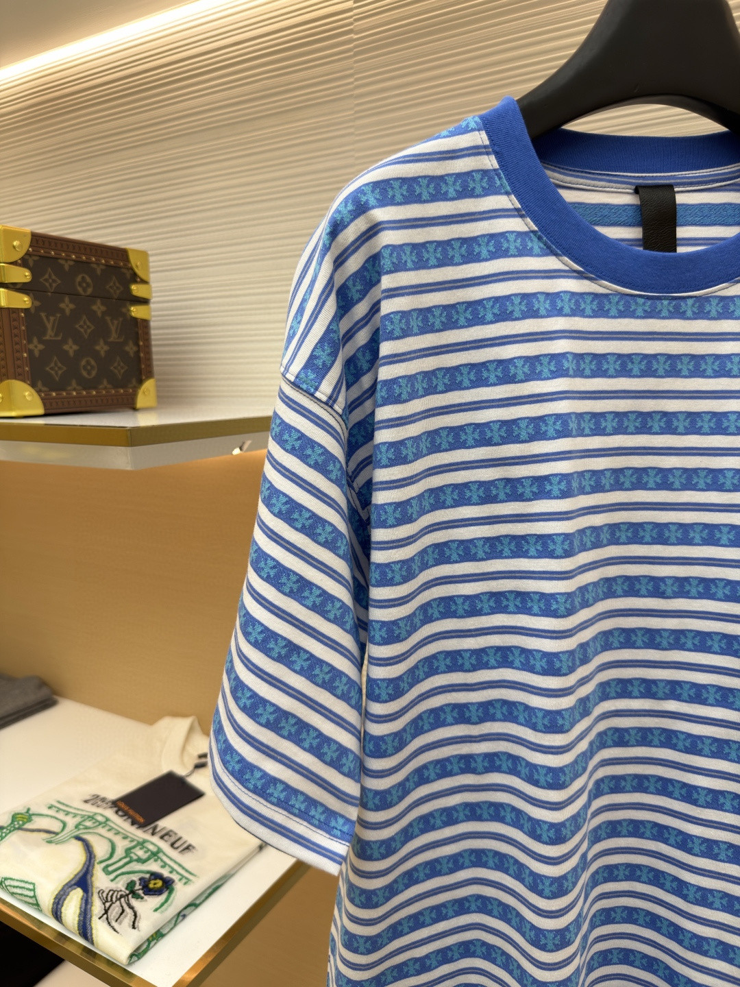 Chrome Hearts 克罗心 色织满印条纹圆领短袖 T恤 绿色 蓝色 A2 CH-036009158