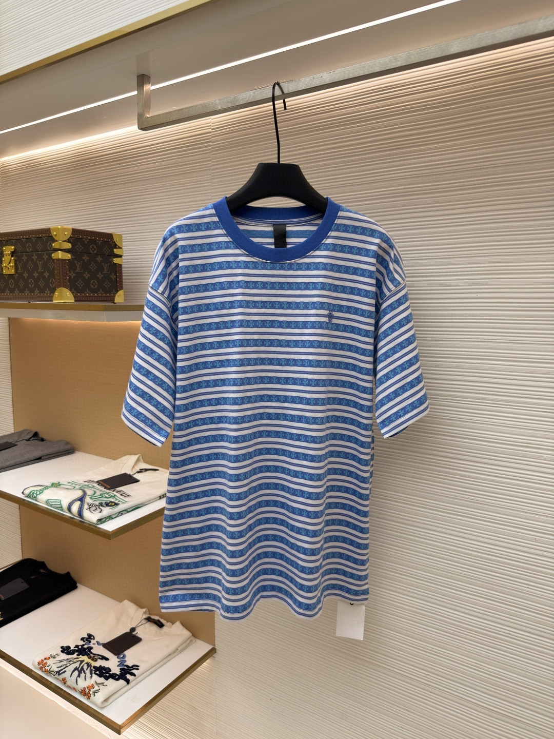 Chrome Hearts 克罗心 色织满印条纹圆领短袖 T恤 绿色 蓝色 A2 CH-036009158