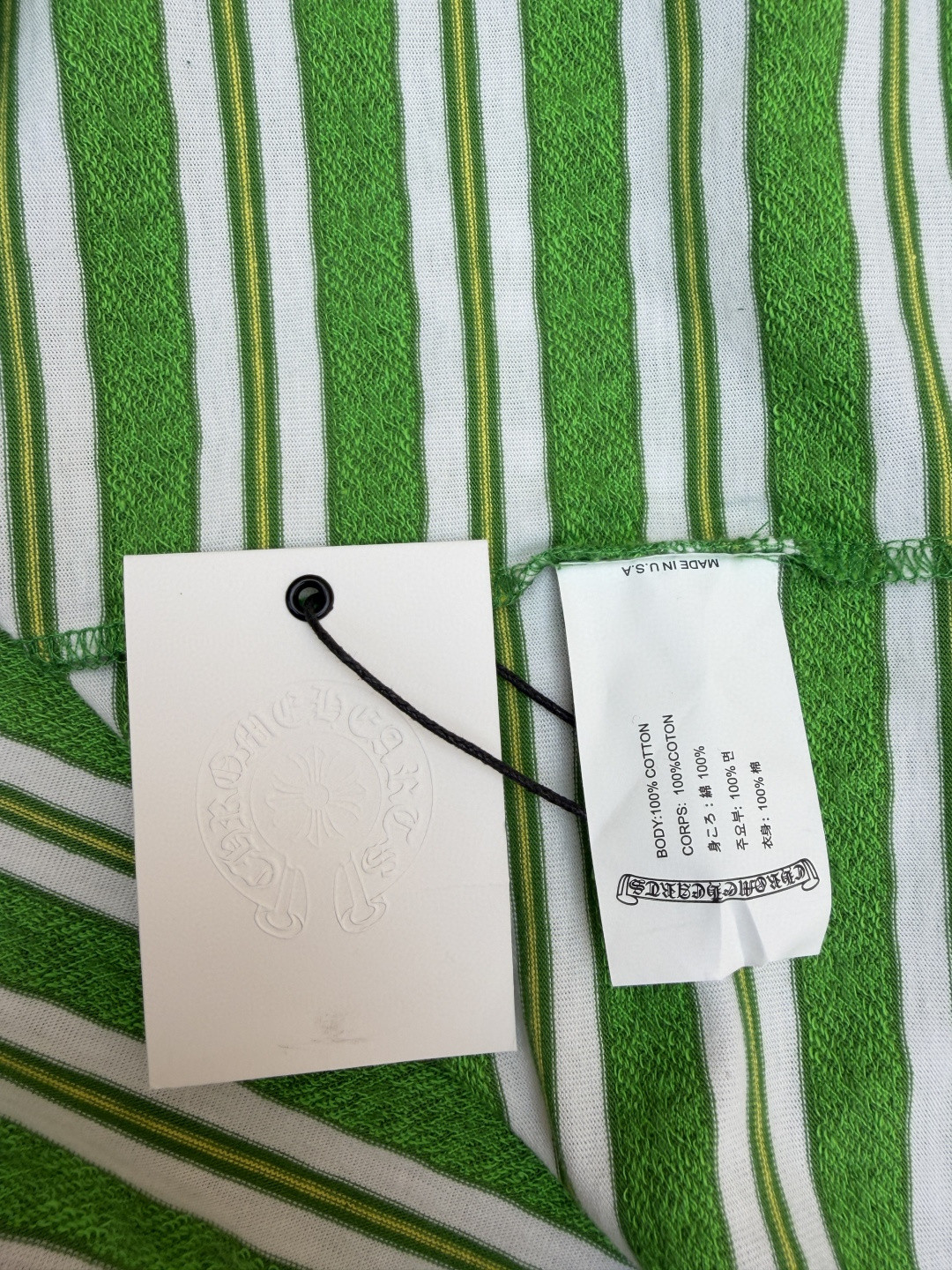 Chrome Hearts 克罗心 色织满印条纹圆领短袖 T恤 绿色 蓝色 A2 CH-036009158