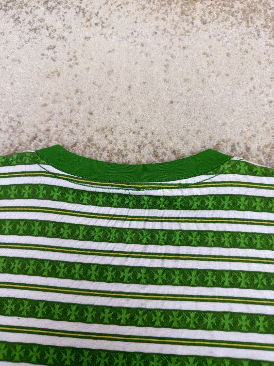 Chrome Hearts 克罗心 色织满印条纹圆领短袖 T恤 绿色 蓝色 A2 CH-036009158