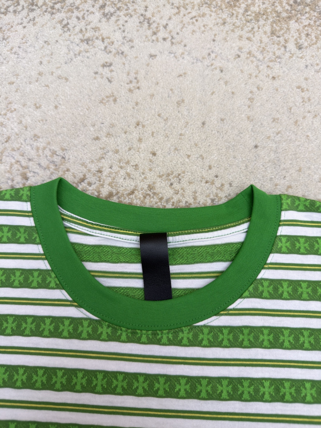 Chrome Hearts 克罗心 色织满印条纹圆领短袖 T恤 绿色 蓝色 A2 CH-036009158