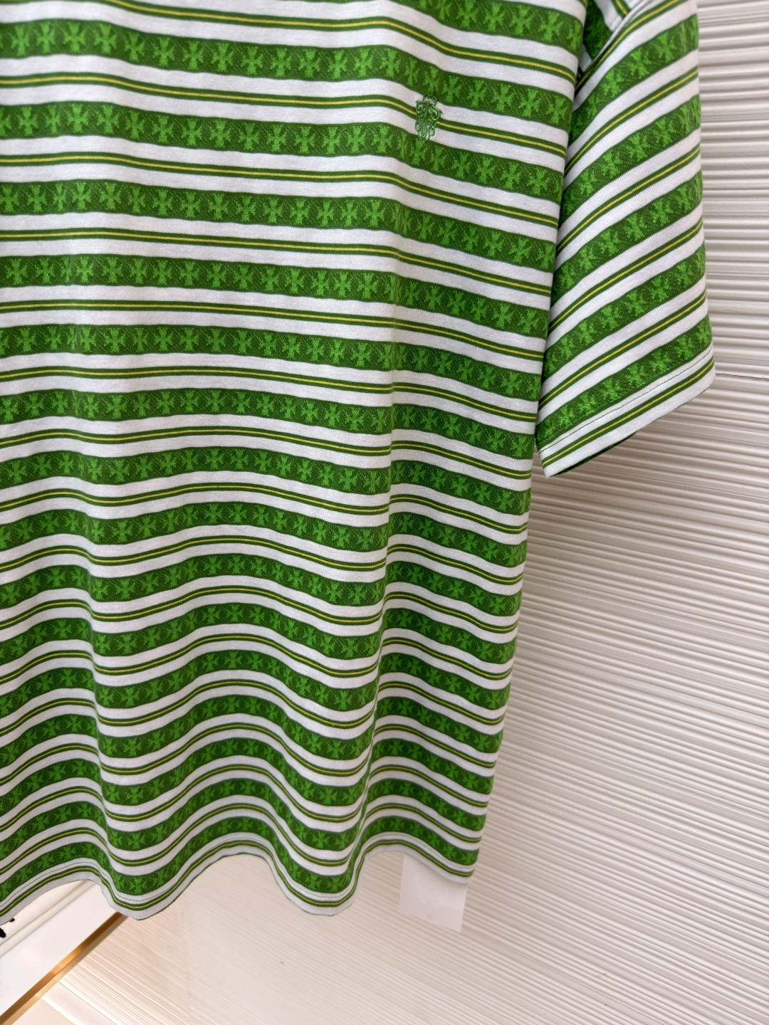 Chrome Hearts 克罗心 色织满印条纹圆领短袖 T恤 绿色 蓝色 A2 CH-036009158