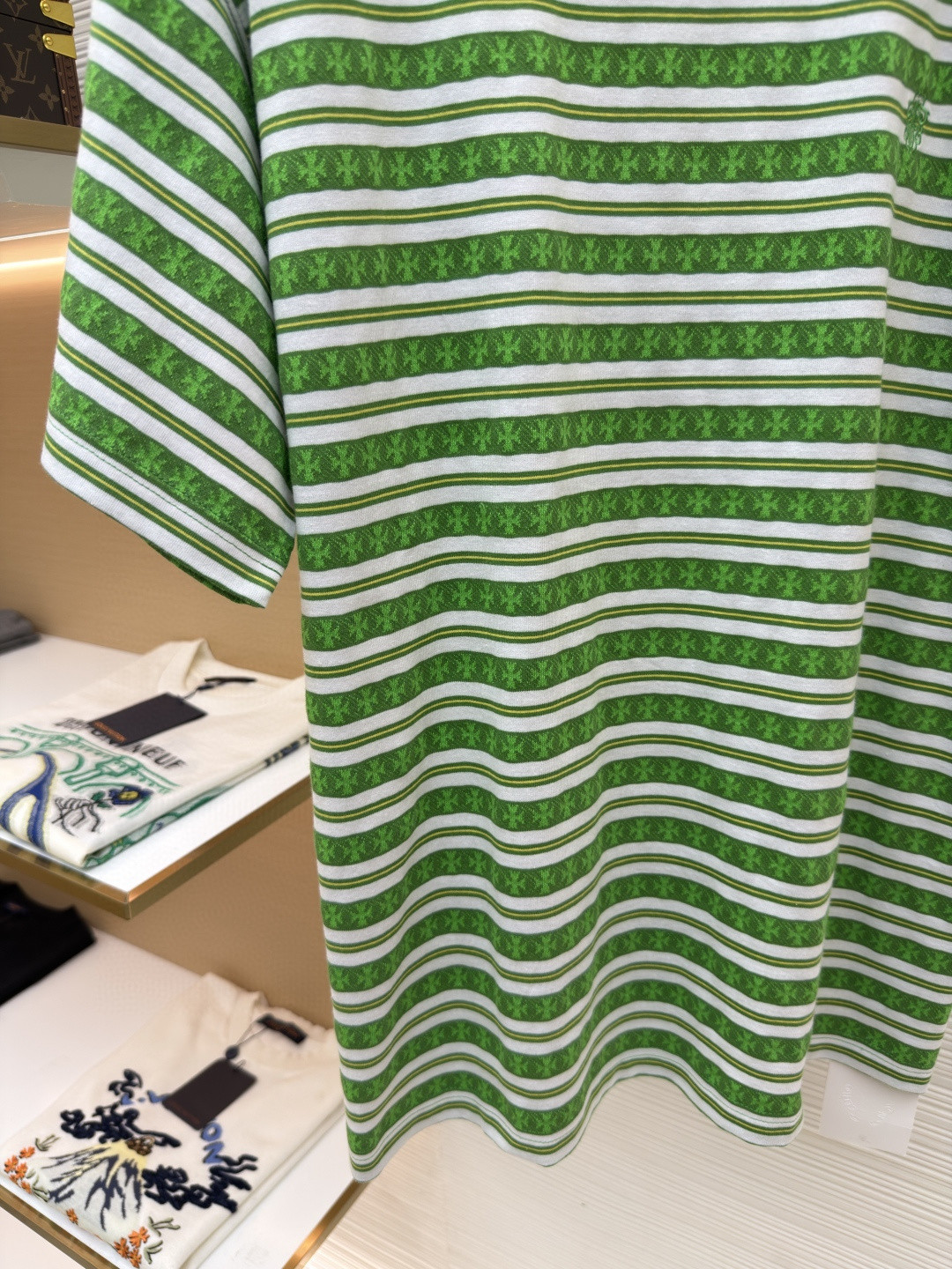 Chrome Hearts 克罗心 色织满印条纹圆领短袖 T恤 绿色 蓝色 A2 CH-036009158