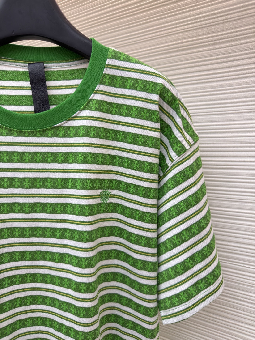 Chrome Hearts 克罗心 色织满印条纹圆领短袖 T恤 绿色 蓝色 A2 CH-036009158