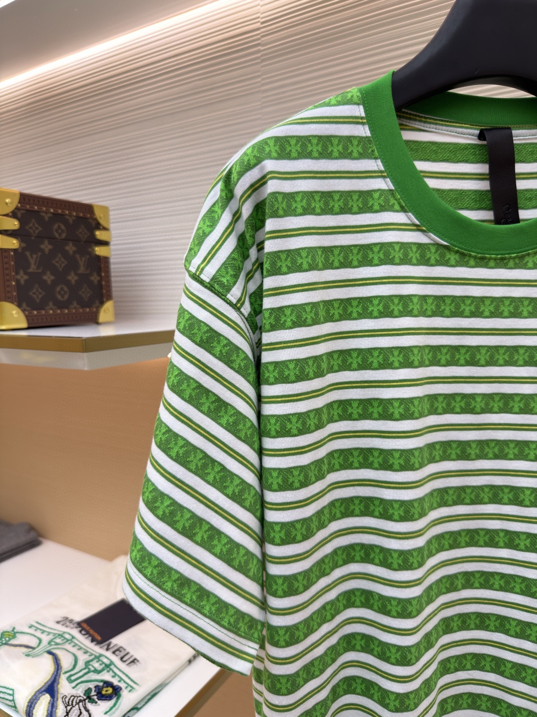 Chrome Hearts 克罗心 色织满印条纹圆领短袖 T恤 绿色 蓝色 A2 CH-036009158