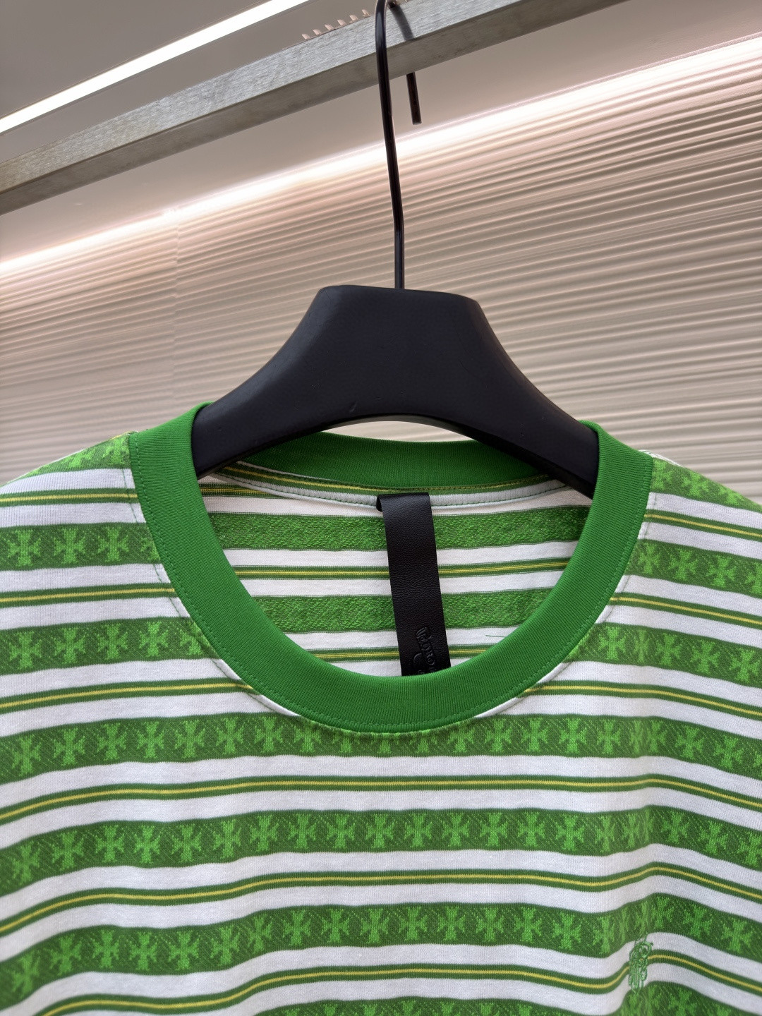 Chrome Hearts 克罗心 色织满印条纹圆领短袖 T恤 绿色 蓝色 A2 CH-036009158