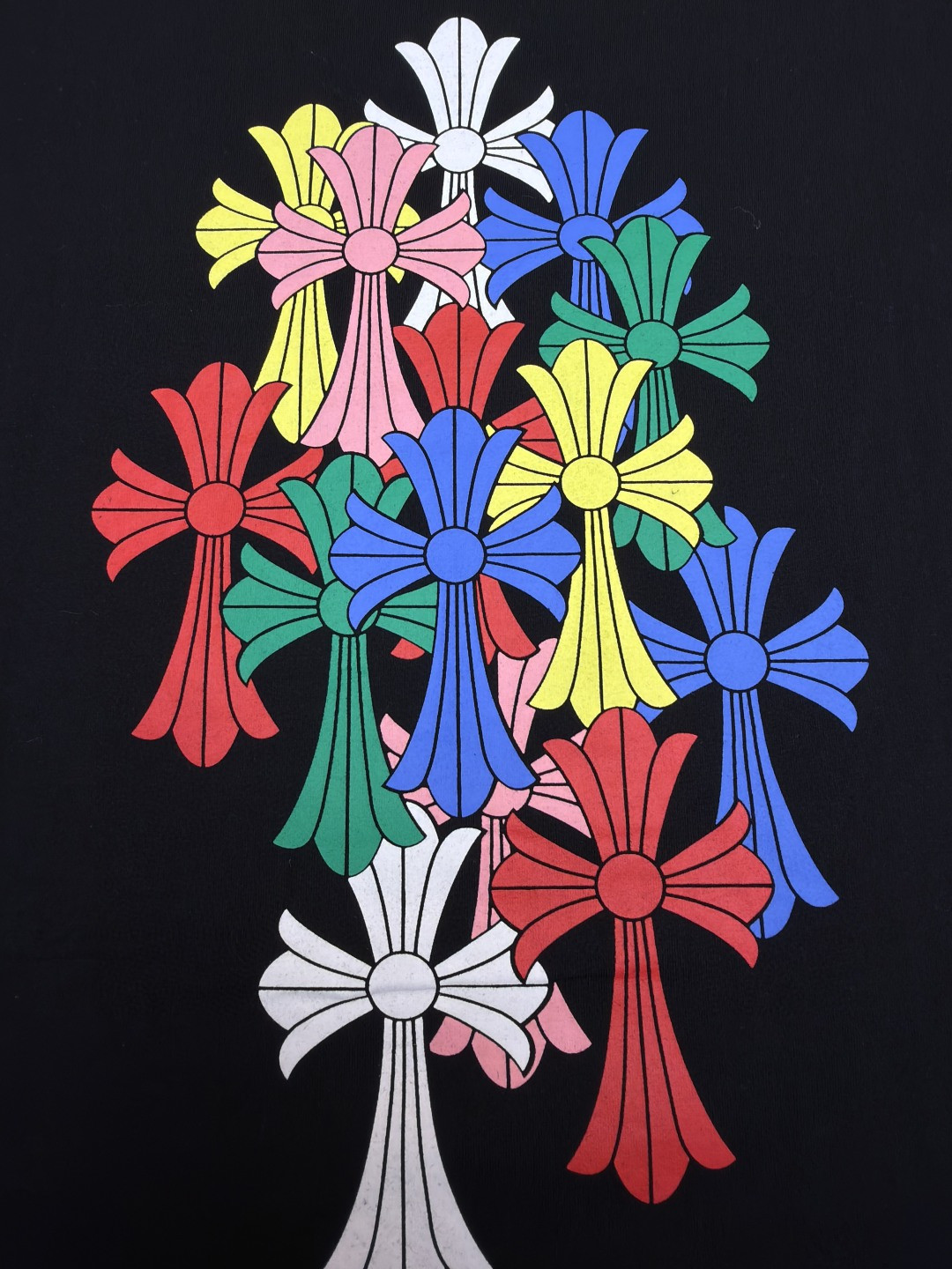 Chrome Hearts 克罗心 迈阿密限定 彩色十字架圆领短袖 T恤 白色 黑色 A2 HC-0609