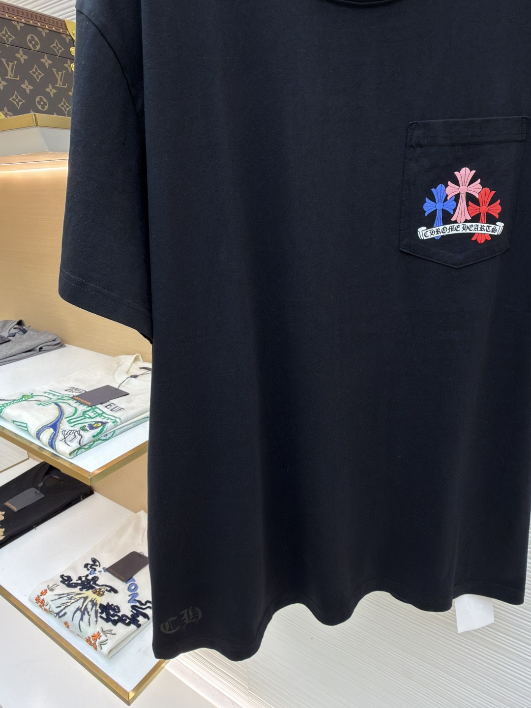 Chrome Hearts 克罗心 迈阿密限定 彩色十字架圆领短袖 T恤 白色 黑色 A2 HC-0609