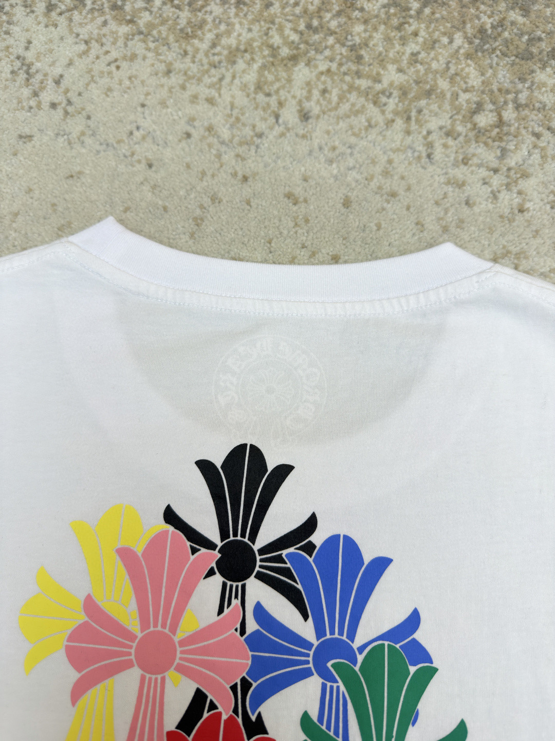 Chrome Hearts 克罗心 迈阿密限定 彩色十字架圆领短袖 T恤 白色 黑色 A2 HC-0609