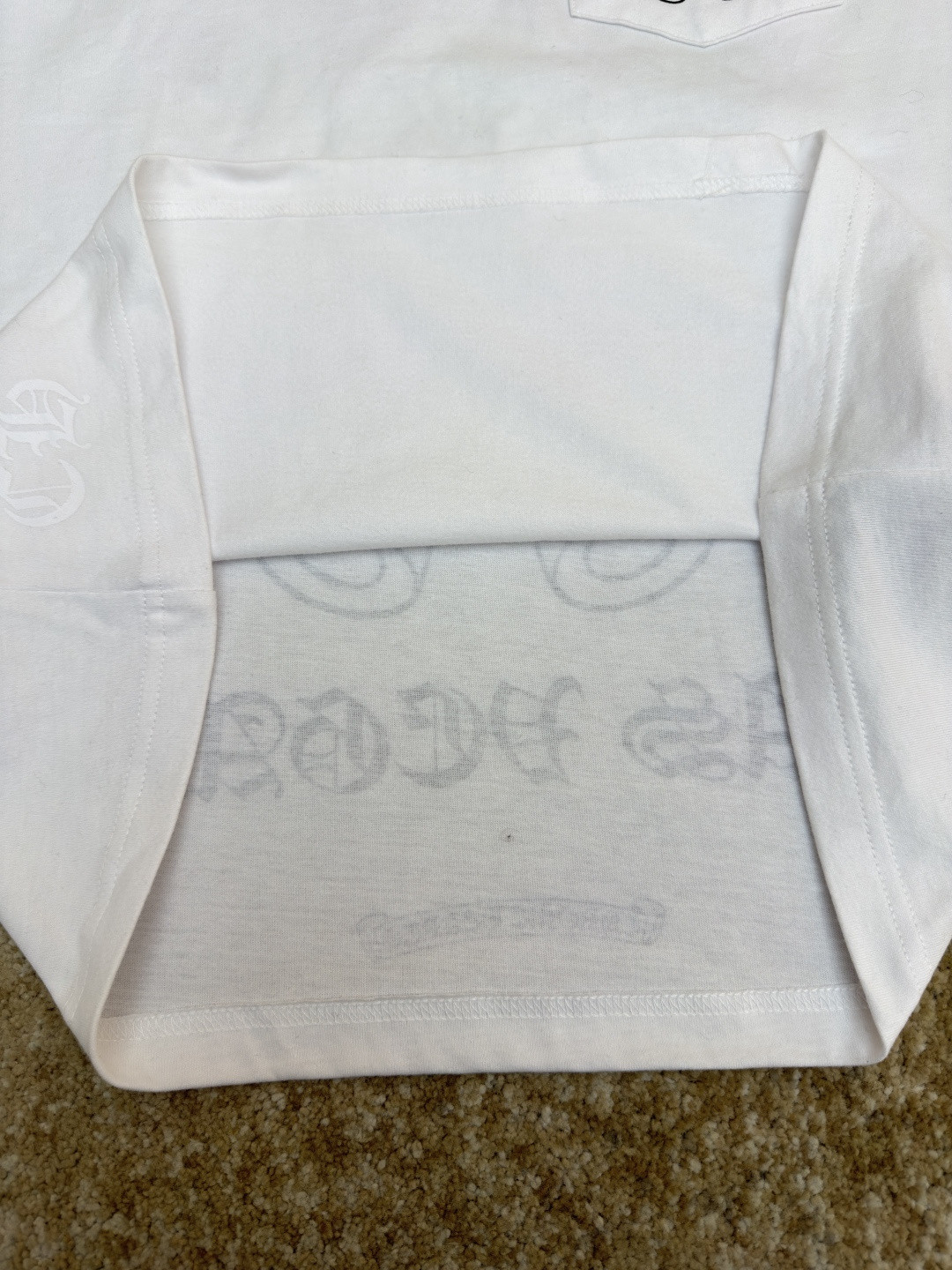 Chrome Hearts 克罗心 马蹄十字花印花口袋圆领短袖 T恤 白色 A2 