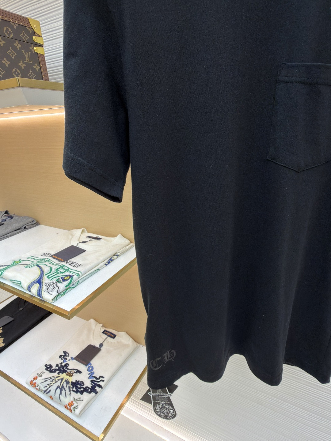 Chrome Hearts 克罗心梵文印花口袋圆领短袖 T恤 白色 黑色 A2 CH-054