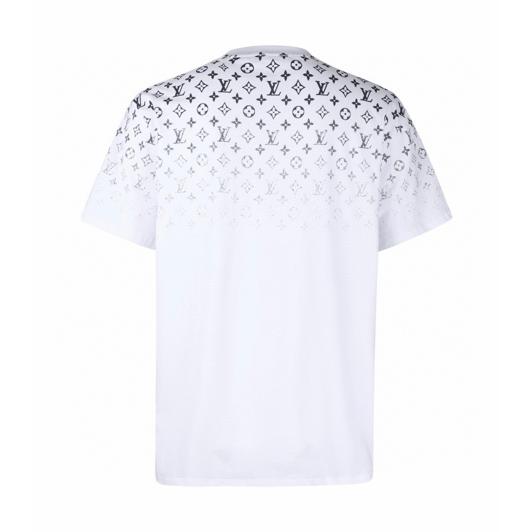 LOUIS VUITTON 路易威登 满印渐变圆领短袖 T恤 白色 黑色 A0 1AHUG0