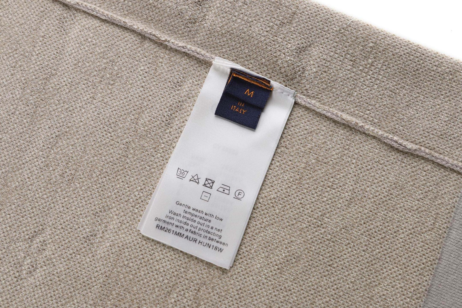 LOUIS VUITTON 路易威登 LV 暗纹提花毛织圆领T恤 短袖 浅米色 A5 1AJBTD