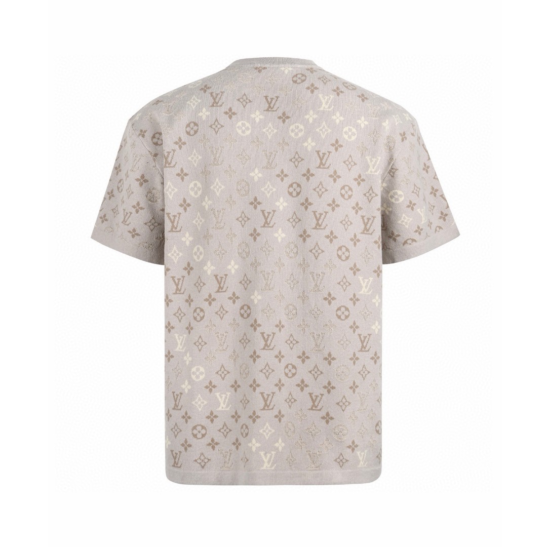 LOUIS VUITTON 路易威登 LV 暗纹提花毛织圆领T恤 短袖 浅米色 A5 1AJBTD