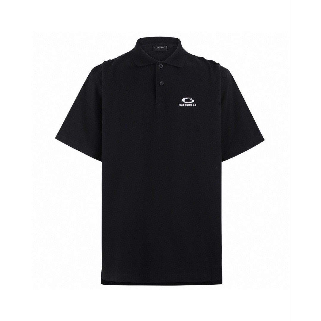Balenciaga 巴黎世家 翻领刺绣Polo衫 短袖 T恤 夏季 黑色 A0 828531TTVT81000