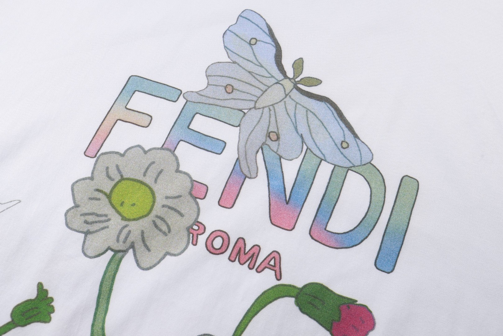 FENDI 芬迪 高野绫 Aya Takano胶囊系列拼色印花圆领T恤 短袖 套头 夏季 白色 A0 FY0936AW16F0QA0