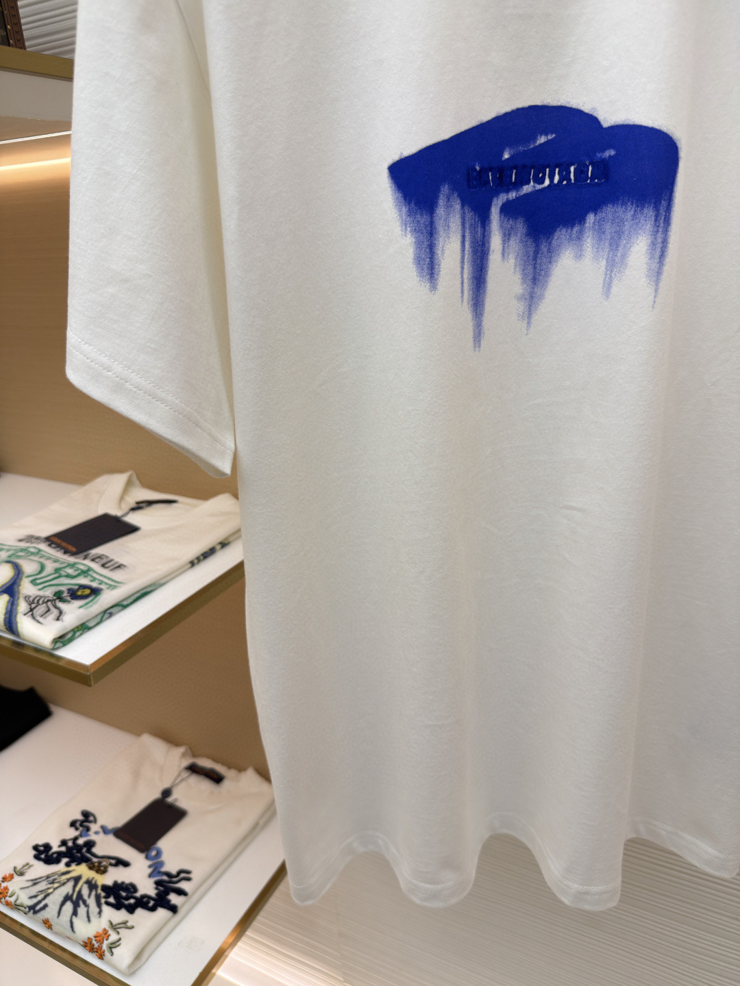 Balenciaga 巴黎世家 溶解印花刺绣短袖 T恤 圆领 夏季 白色 A0 850345TUVJ89000