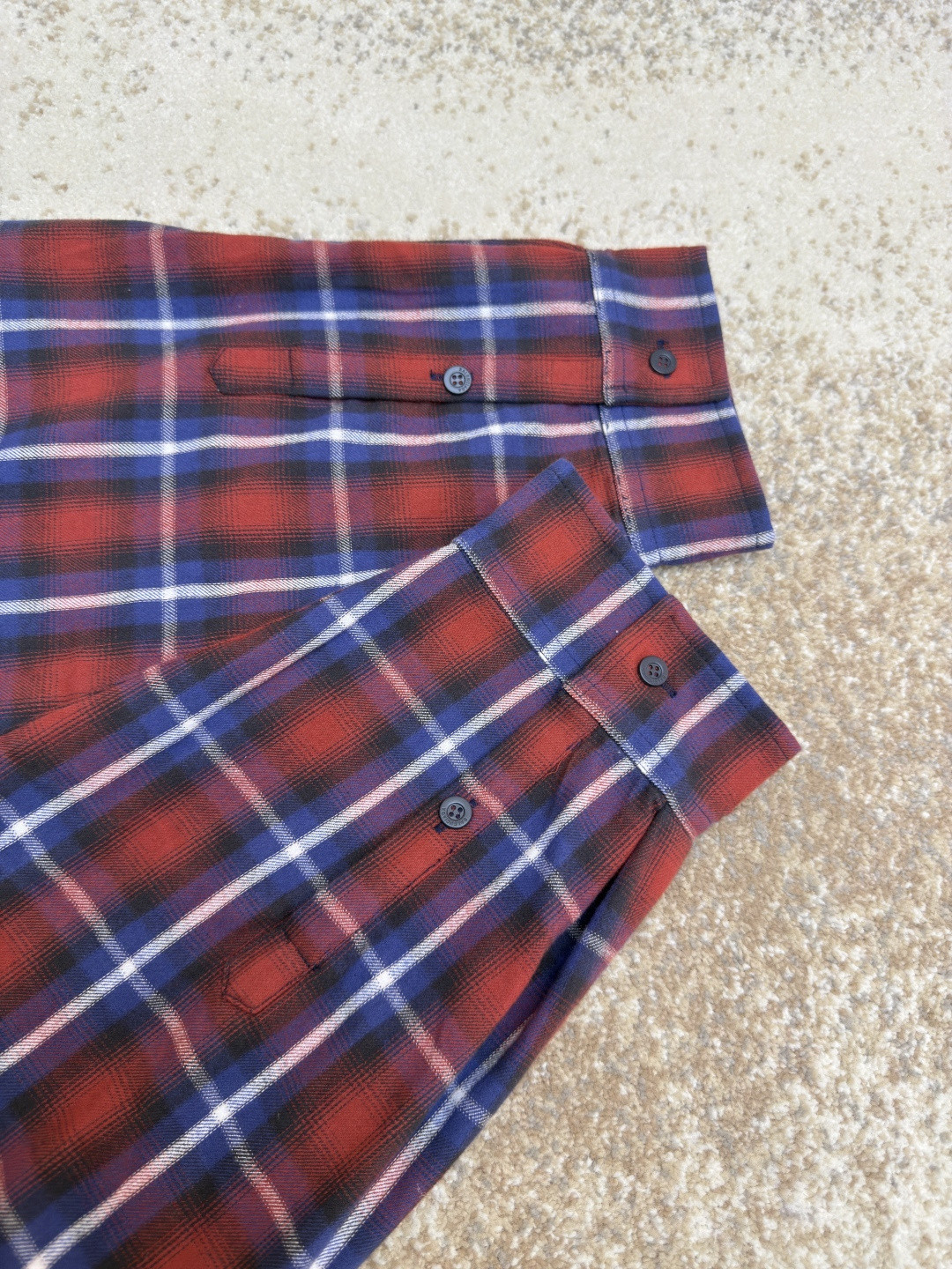 Balenciaga 巴黎世家 格纹双层衬衫 外套 长袖 红蓝色 B5 768767TRM226104