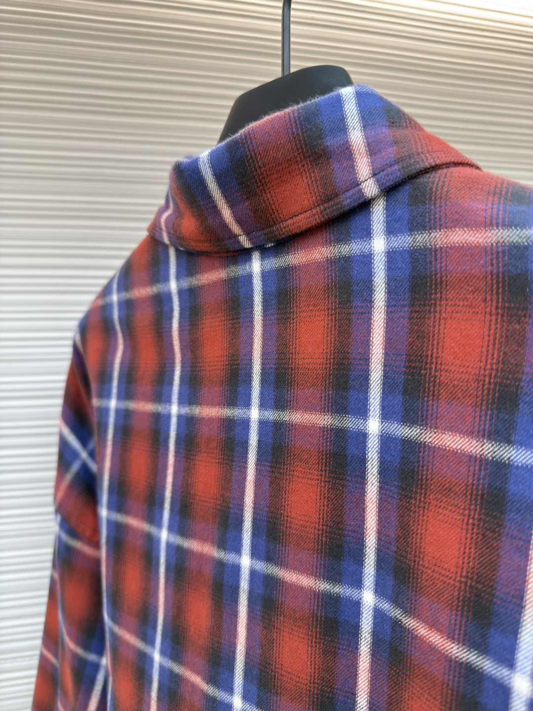 Balenciaga 巴黎世家 格纹双层衬衫 外套 长袖 红蓝色 B5 768767TRM226104