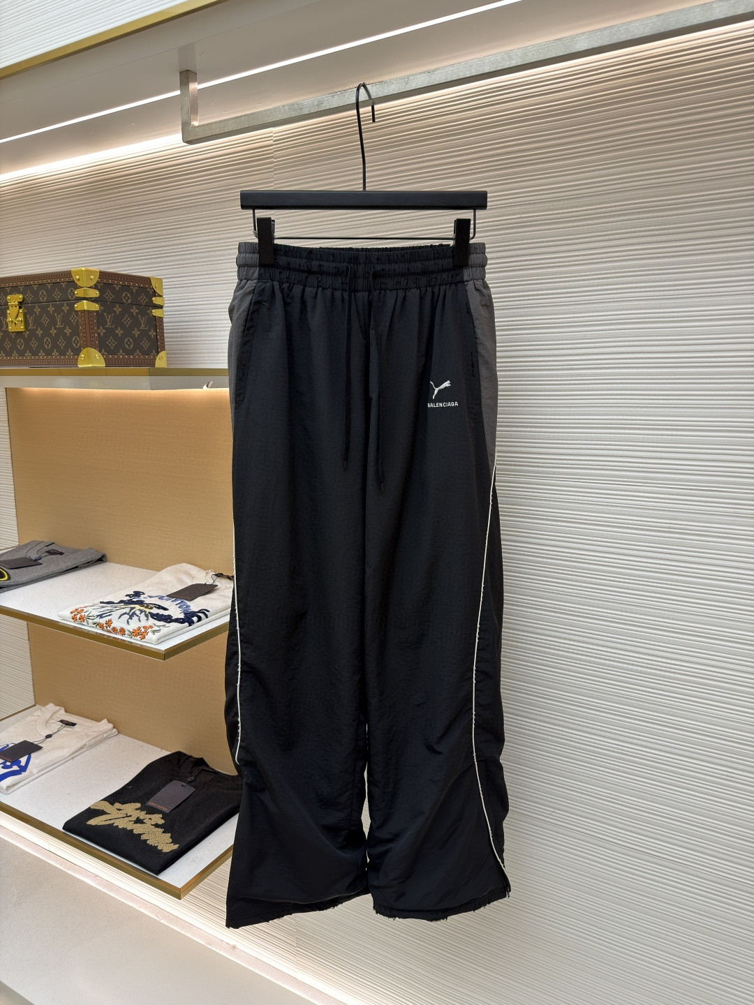 Balenciaga 巴黎世家 PUMA 彪马联名款 刺绣松紧腰休闲裤 运动裤 长裤 裤子 黑色 B0 850701TTO041485