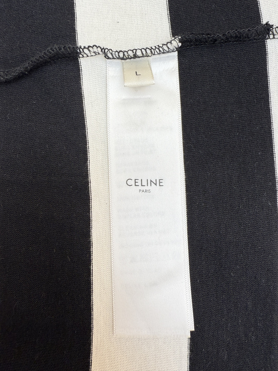 CELINE 赛琳 凯旋门logo条纹圆领短袖 T恤 夏款 黑白 A0 RX02Q326E-38AW