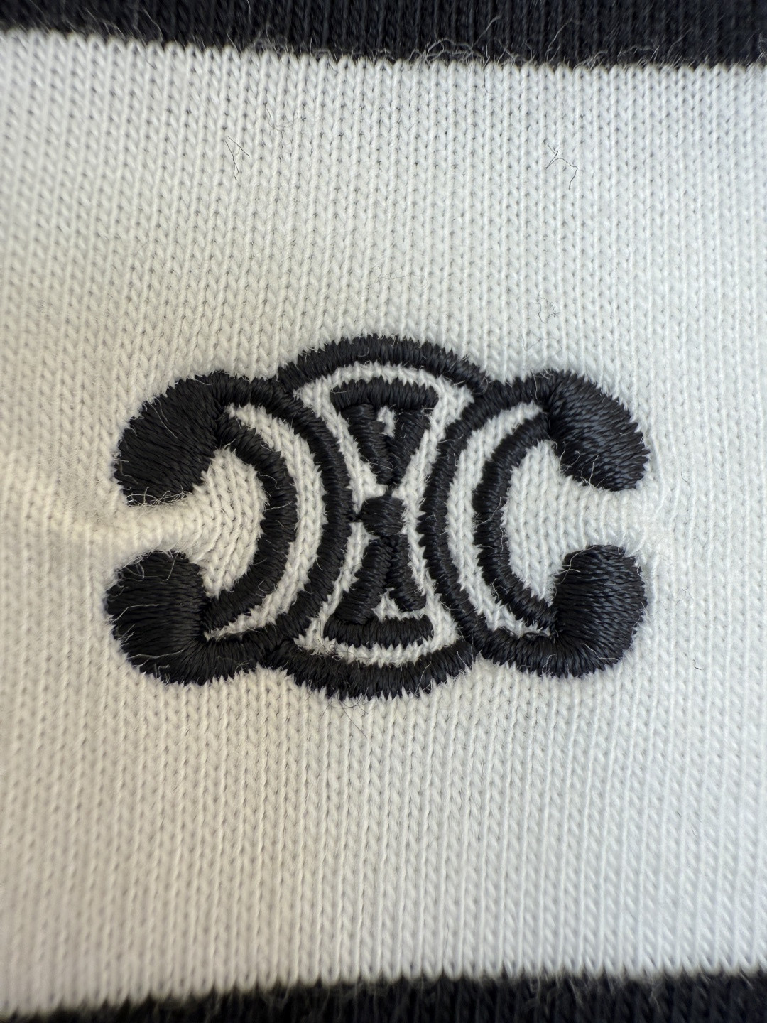 CELINE 赛琳 凯旋门logo条纹圆领短袖 T恤 夏款 黑白 A0 RX02Q326E-38AW