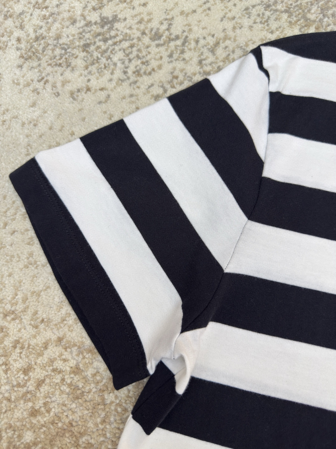 CELINE 赛琳 凯旋门logo条纹圆领短袖 T恤 夏款 黑白 A0 RX02Q326E-38AW