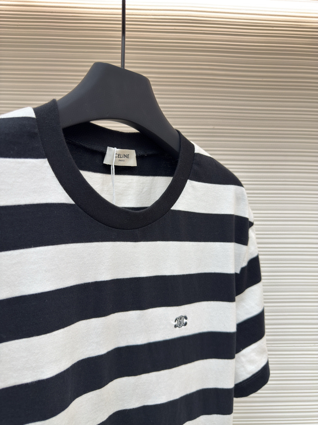 CELINE 赛琳 凯旋门logo条纹圆领短袖 T恤 夏款 黑白 A0 RX02Q326E-38AW