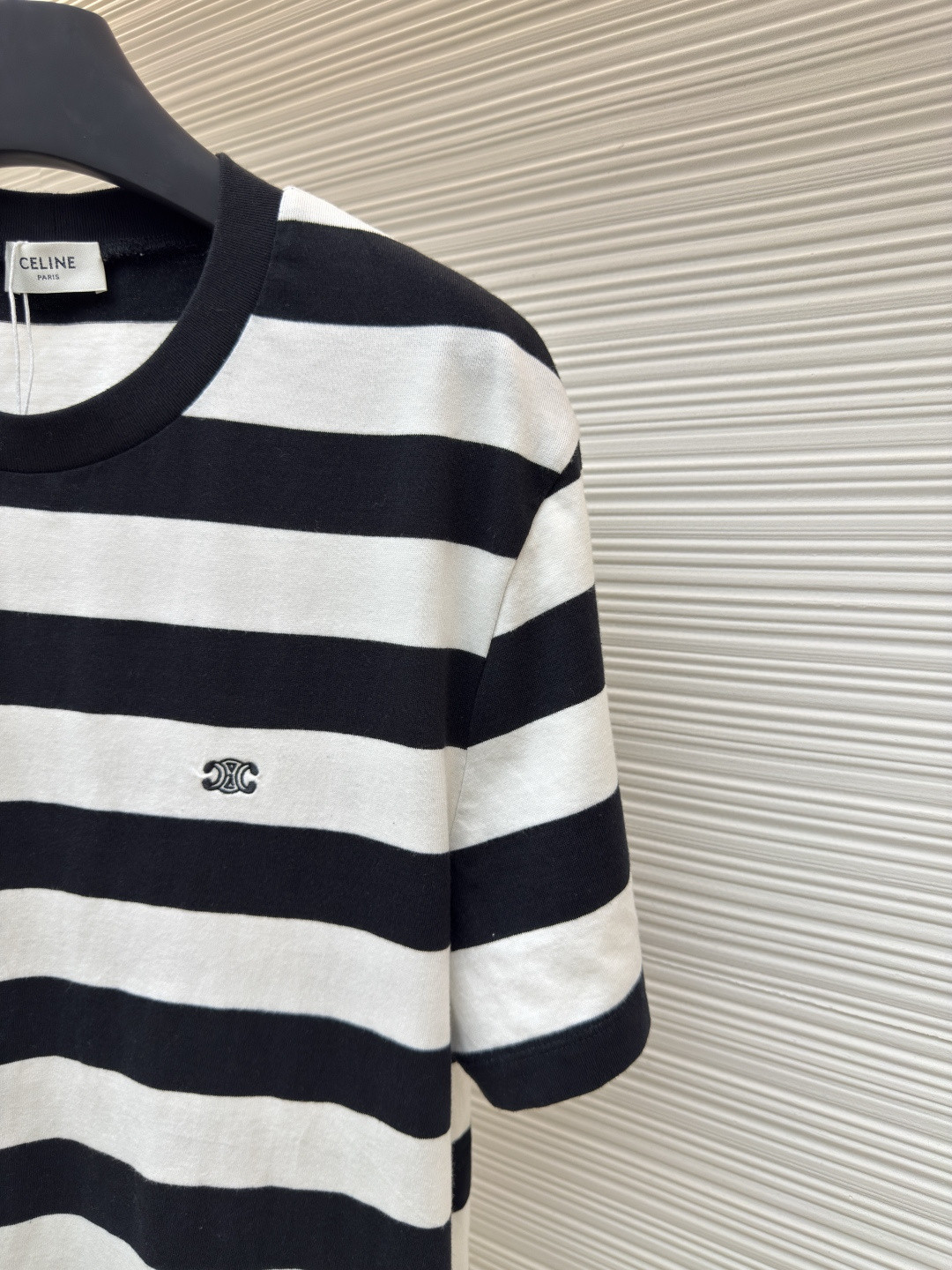 CELINE 赛琳 凯旋门logo条纹圆领短袖 T恤 夏款 黑白 A0 RX02Q326E-38AW