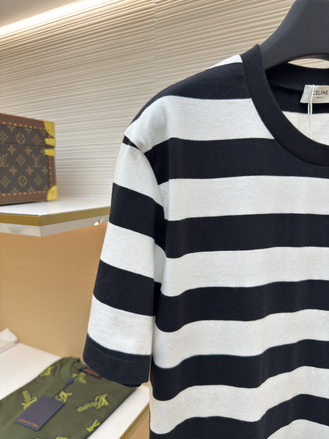 CELINE 赛琳 凯旋门logo条纹圆领短袖 T恤 夏款 黑白 A0 RX02Q326E-38AW