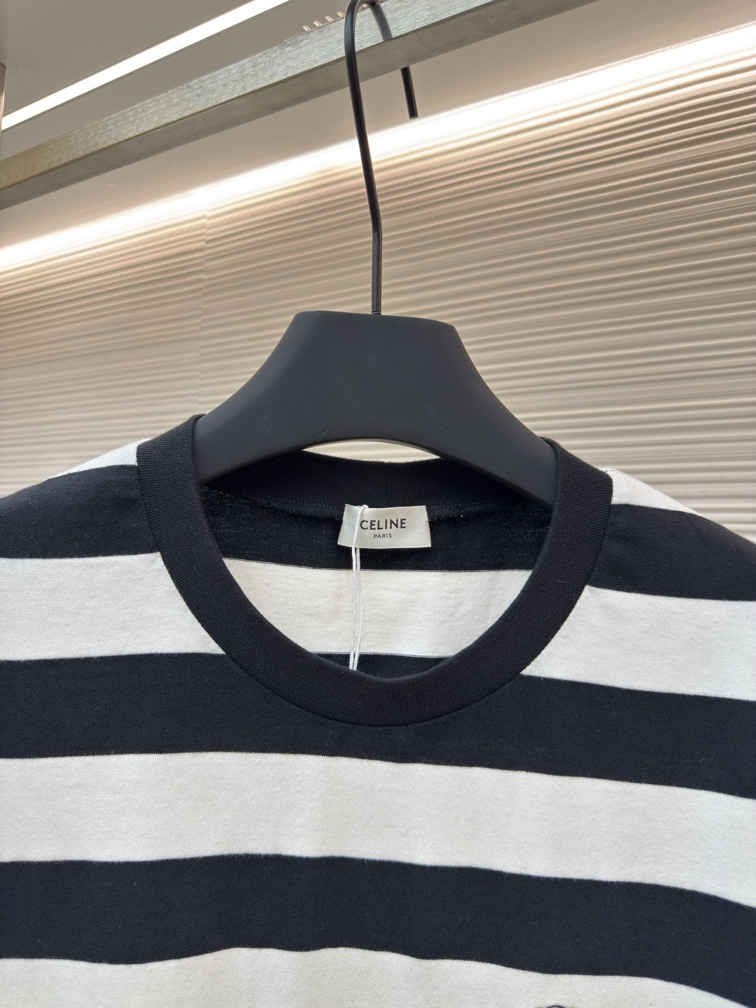 CELINE 赛琳 凯旋门logo条纹圆领短袖 T恤 夏款 黑白 A0 RX02Q326E-38AW