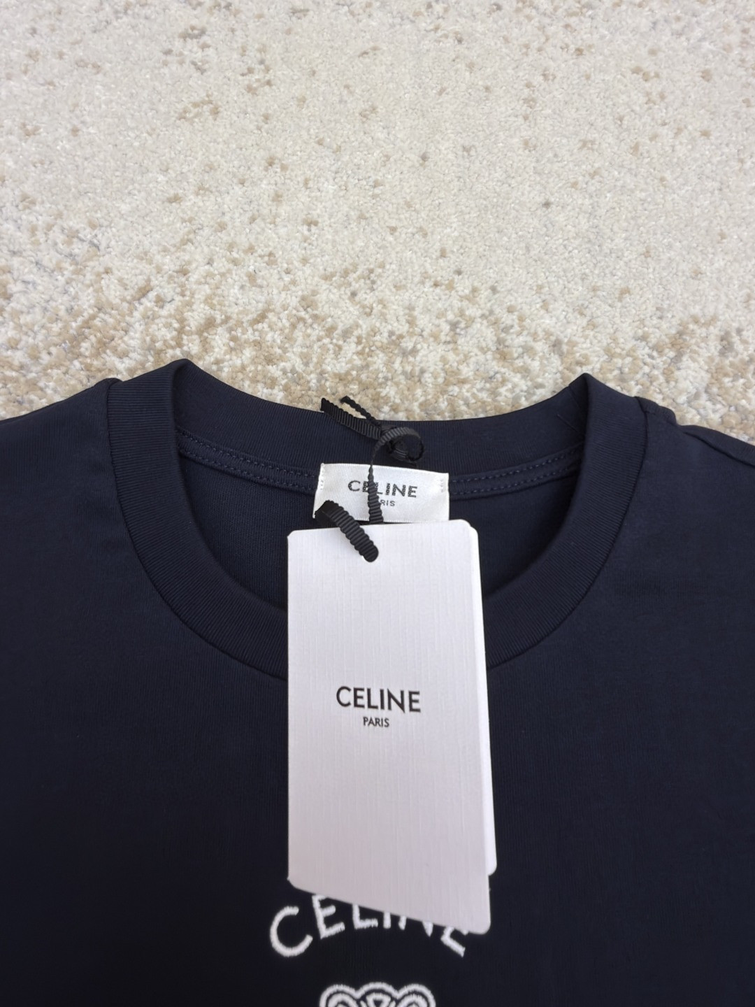 CELINE 赛琳 纯色logo印花圆领短袖 T恤 夏款 白色 灰色 蓝色 A0 RX0LJ1242-01OB