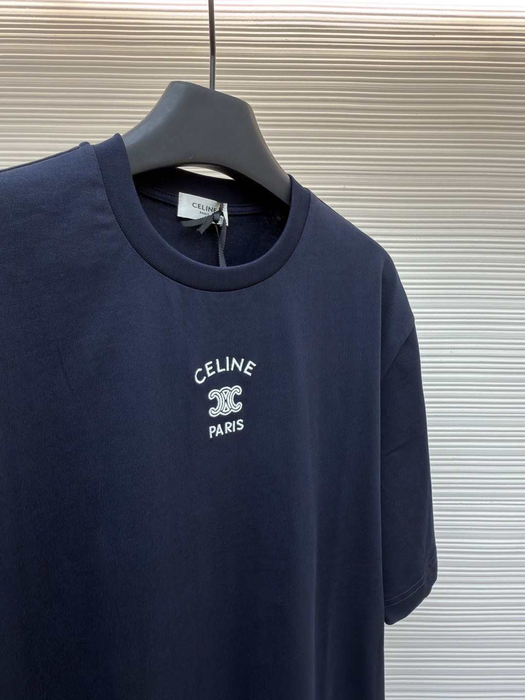 CELINE 赛琳 纯色logo印花圆领短袖 T恤 夏款 白色 灰色 蓝色 A0 RX0LJ1242-01OB