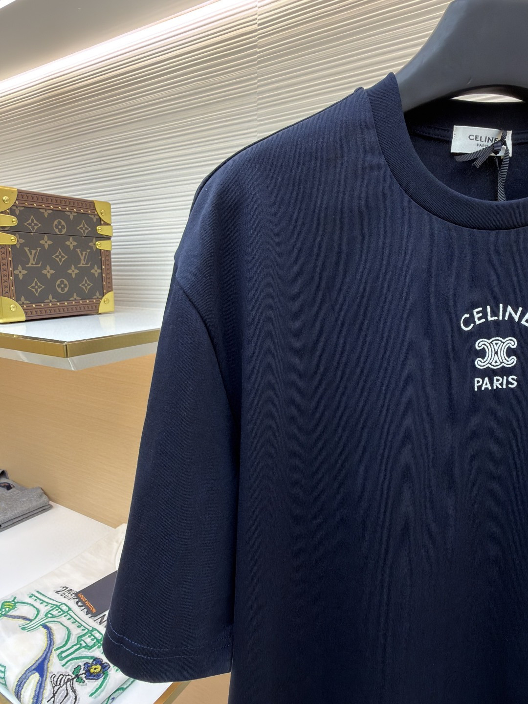 CELINE 赛琳 纯色logo印花圆领短袖 T恤 夏款 白色 灰色 蓝色 A0 RX0LJ1242-01OB