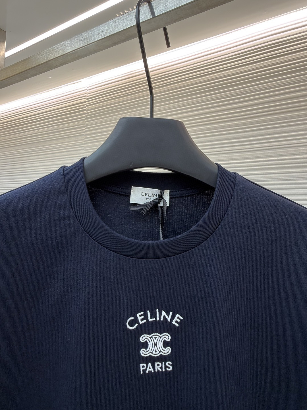 CELINE 赛琳 纯色logo印花圆领短袖 T恤 夏款 白色 灰色 蓝色 A0 RX0LJ1242-01OB